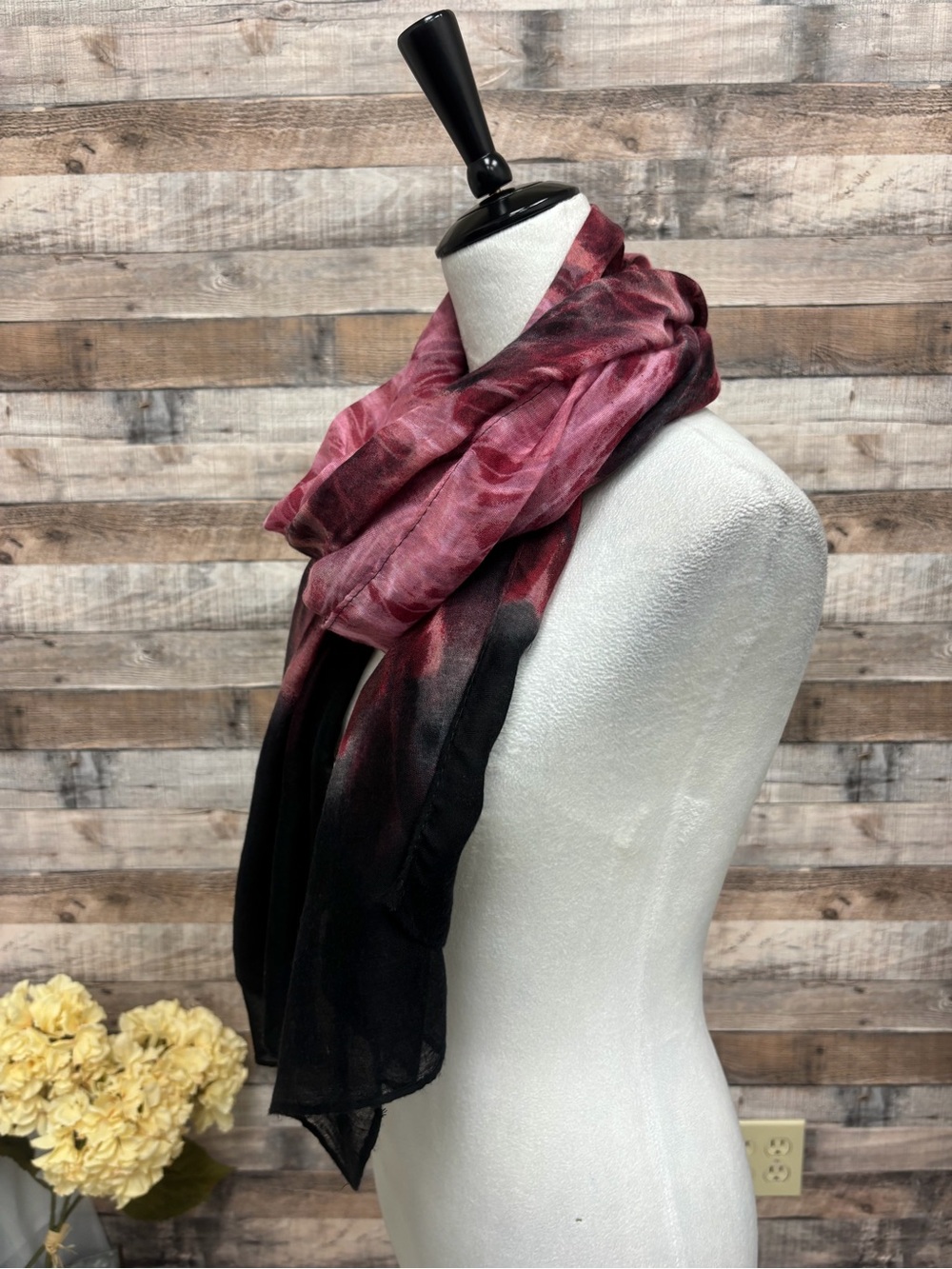 Pink & Black Abstract Pattern Scarf OS - Picture 4 of 5